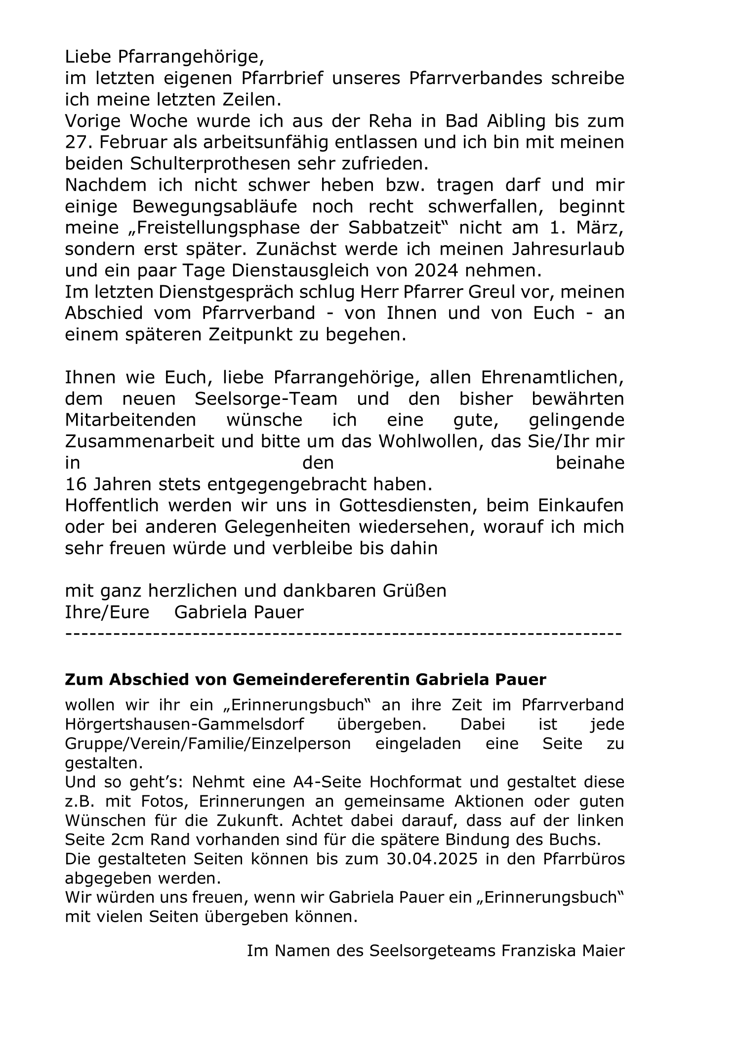 Pfarrnachrichten Hörgertshausen Margarethenried vom 03.02.2025 bis 06.04.2025 Seite 2