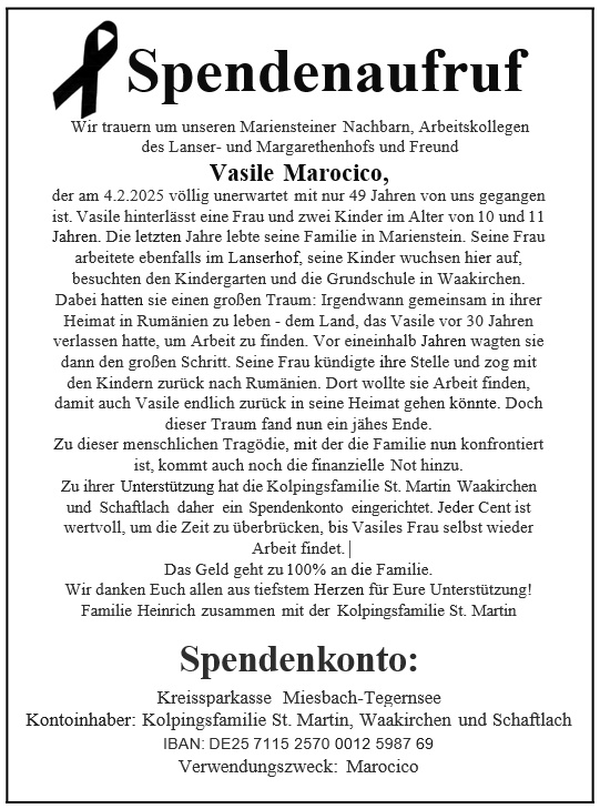 Spendenaufruf Marocico