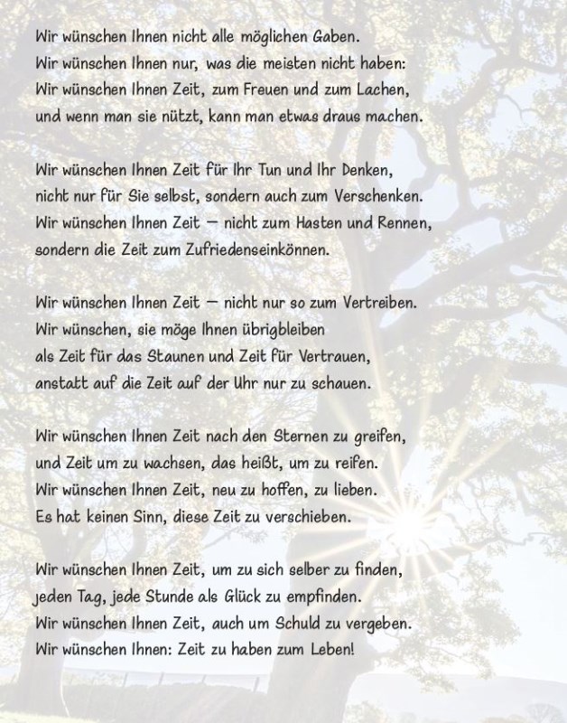 Gedicht Zeit FamGoTeam