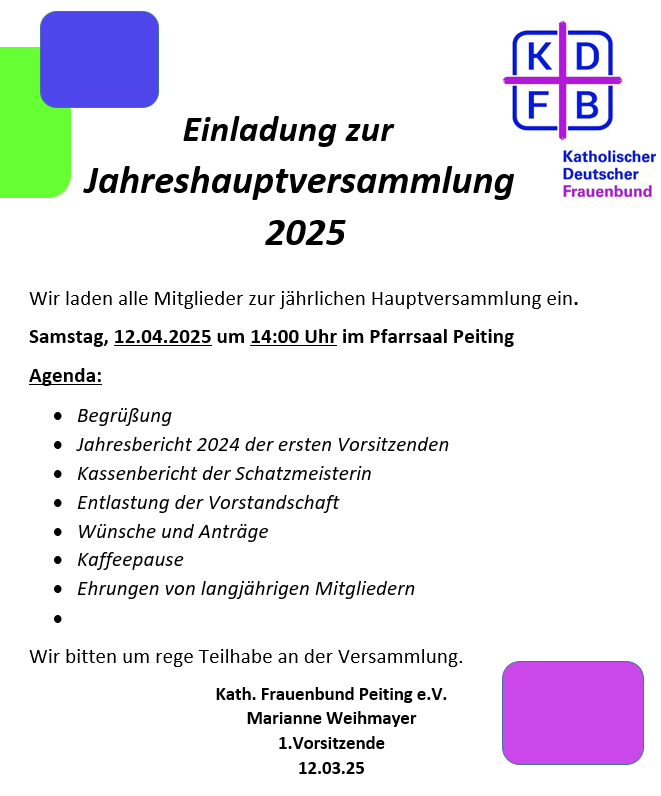 Jahreshauptversammlung 2025