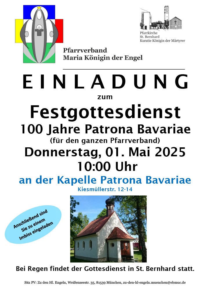 Einladung zur 100 Jahr Feier Patrona Bavaria