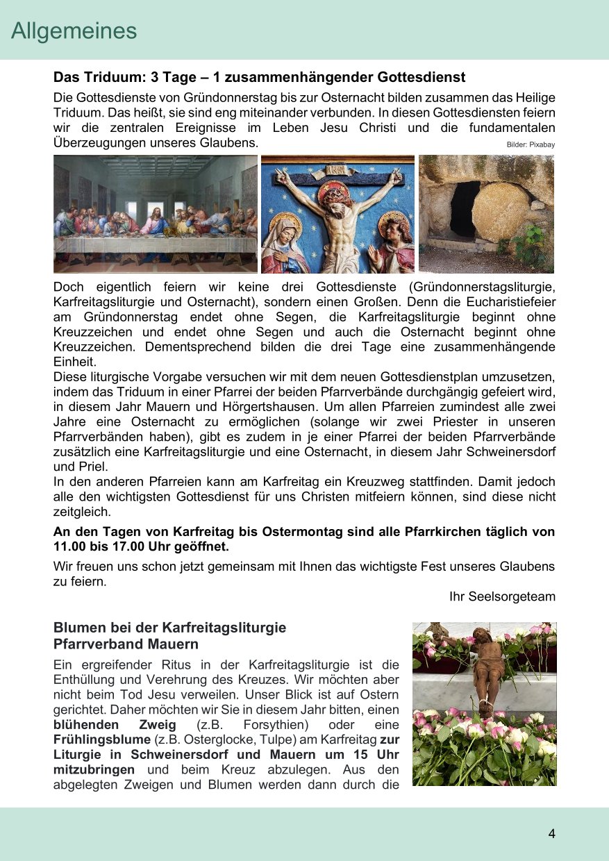 Pfarrblatt für die Pfarrverbände Hörgertshausen-Gammelsdorf und Mauern 05. April bis 04. Mai 2025 Seite 04
