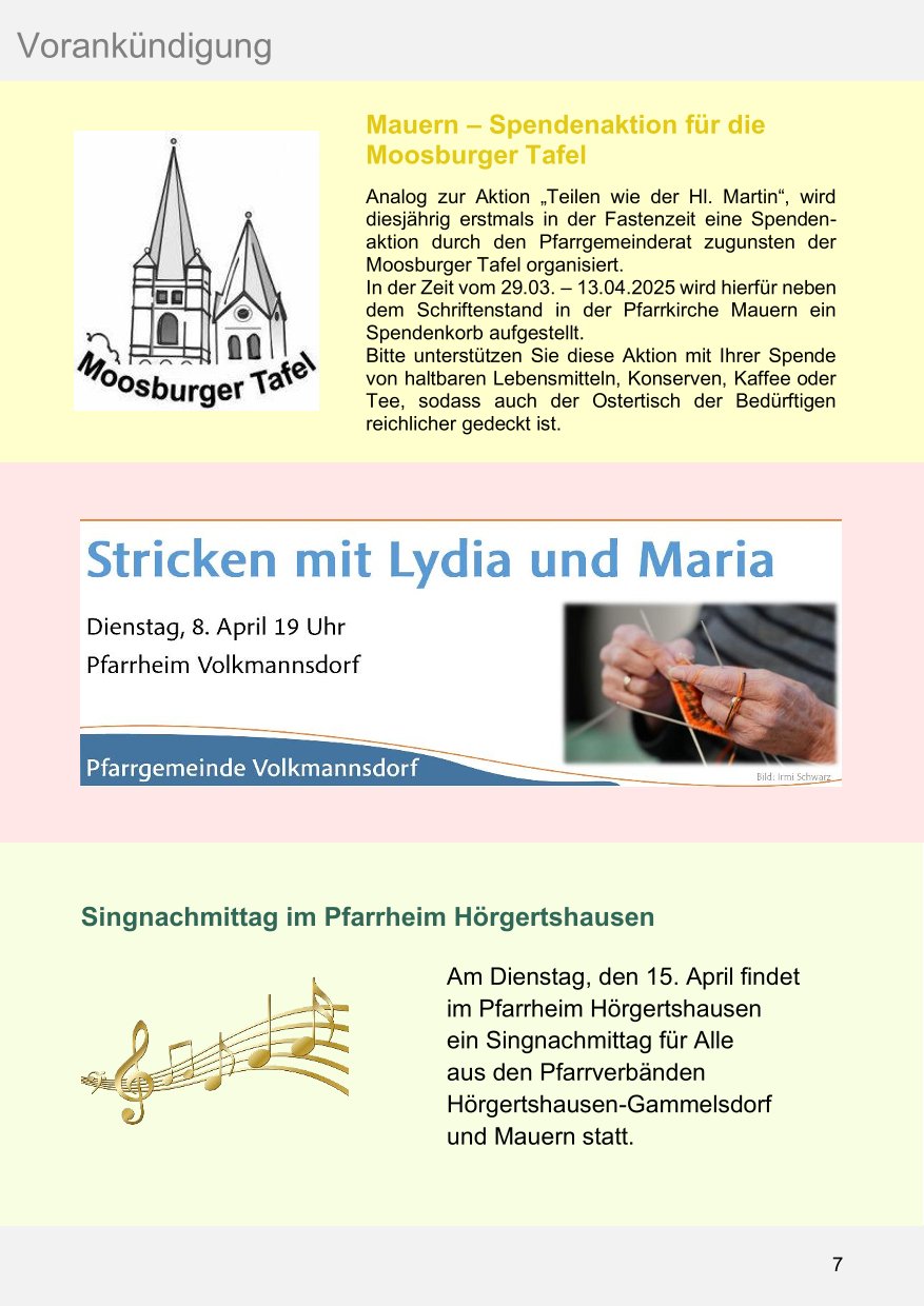 Pfarrblatt für die Pfarrverbände Hörgertshausen-Gammelsdorf und Mauern 05. April bis 04. Mai 2025 Seite 07