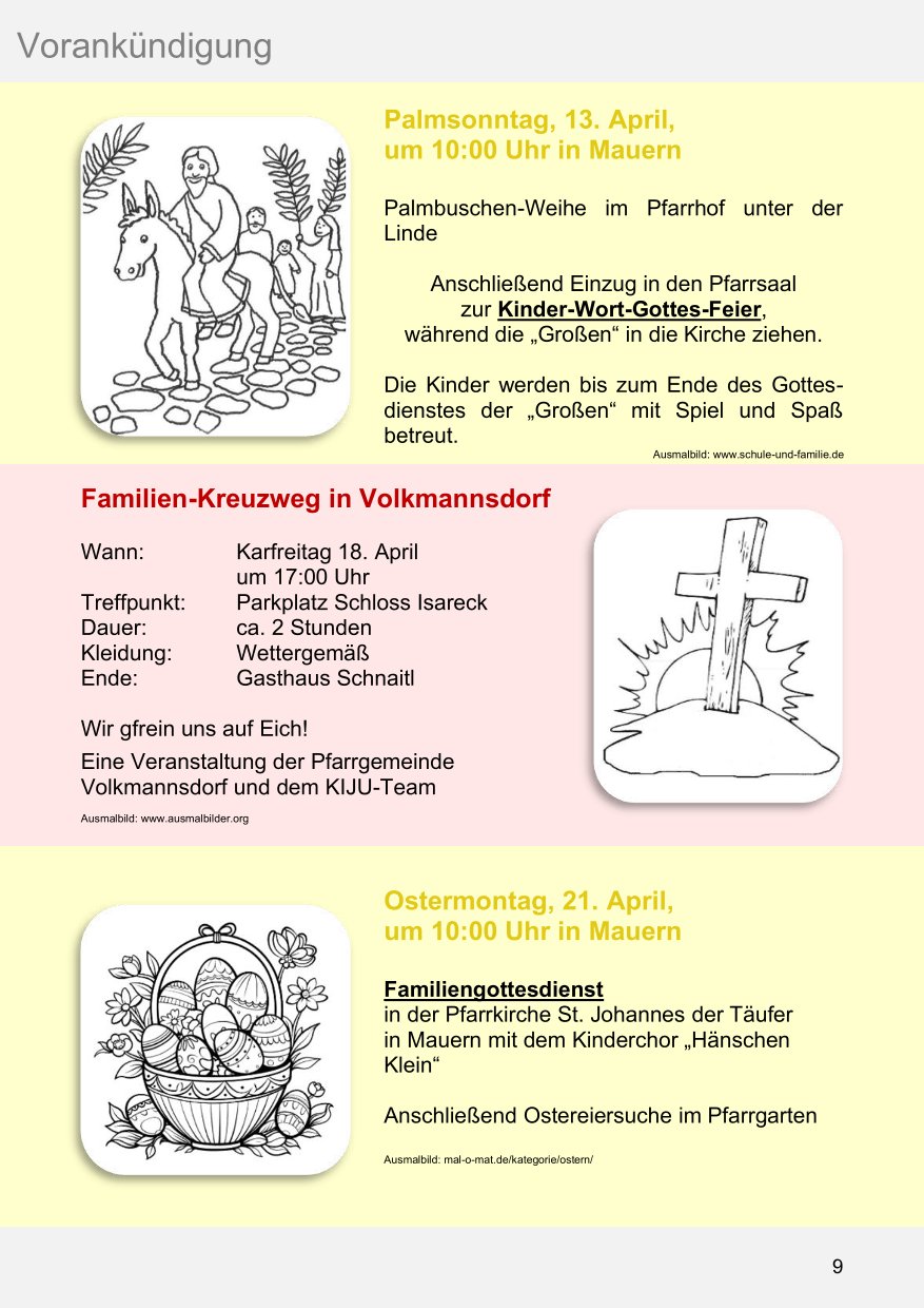 Pfarrblatt für die Pfarrverbände Hörgertshausen-Gammelsdorf und Mauern 05. April bis 04. Mai 2025 Seite 09