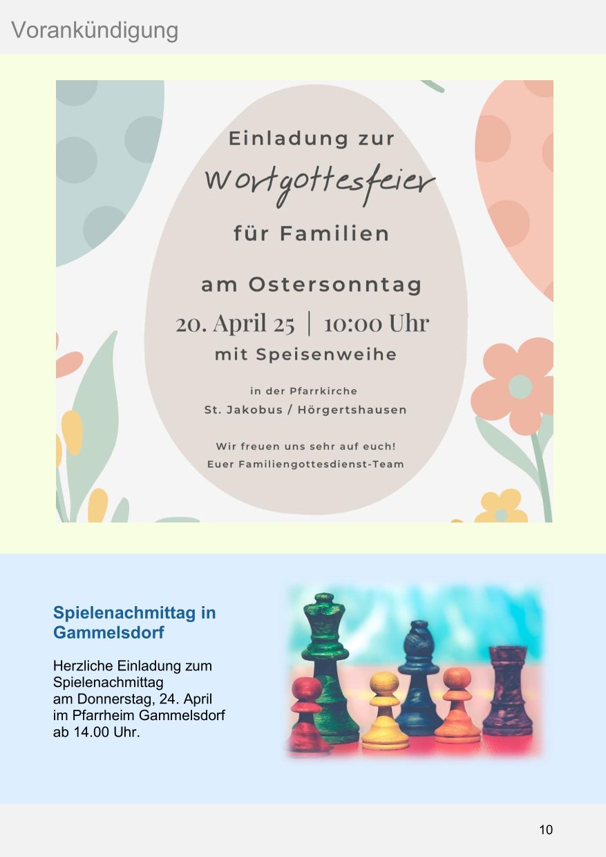 Pfarrblatt für die Pfarrverbände Hörgertshausen-Gammelsdorf und Mauern 05. April bis 04. Mai 2025 Seite 10