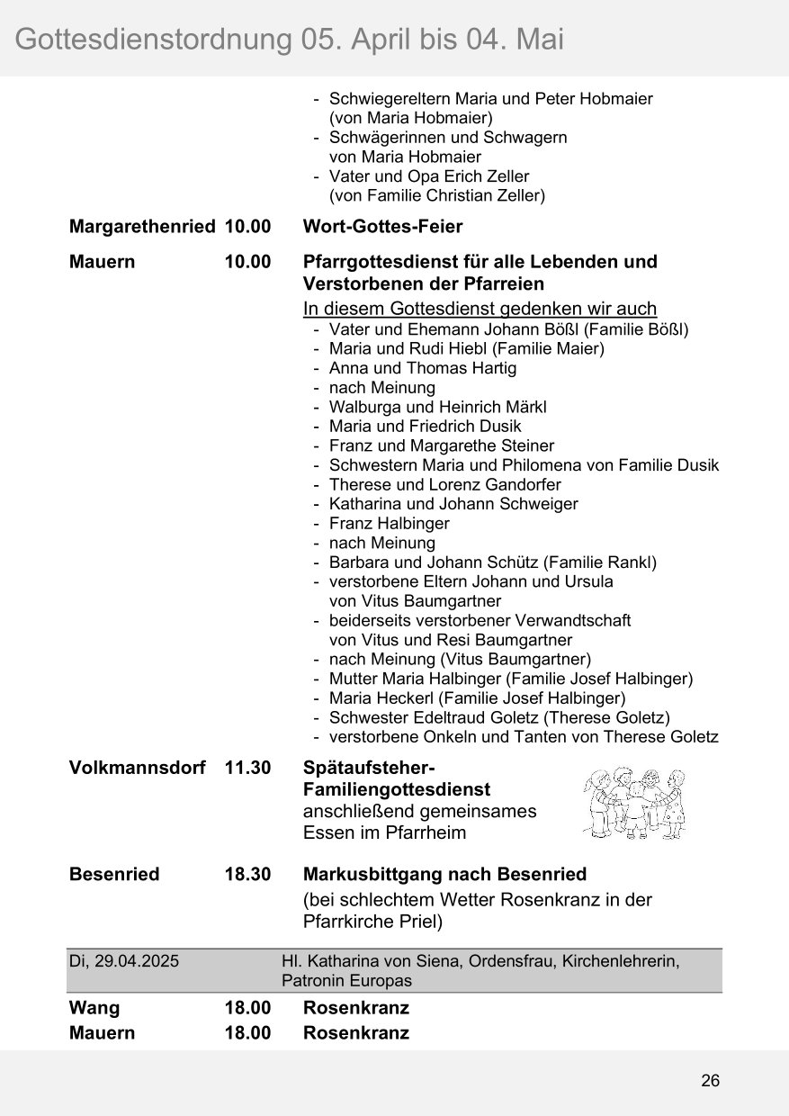 Pfarrblatt für die Pfarrverbände Hörgertshausen-Gammelsdorf und Mauern 05. April bis 04. Mai 2025 Seite 26