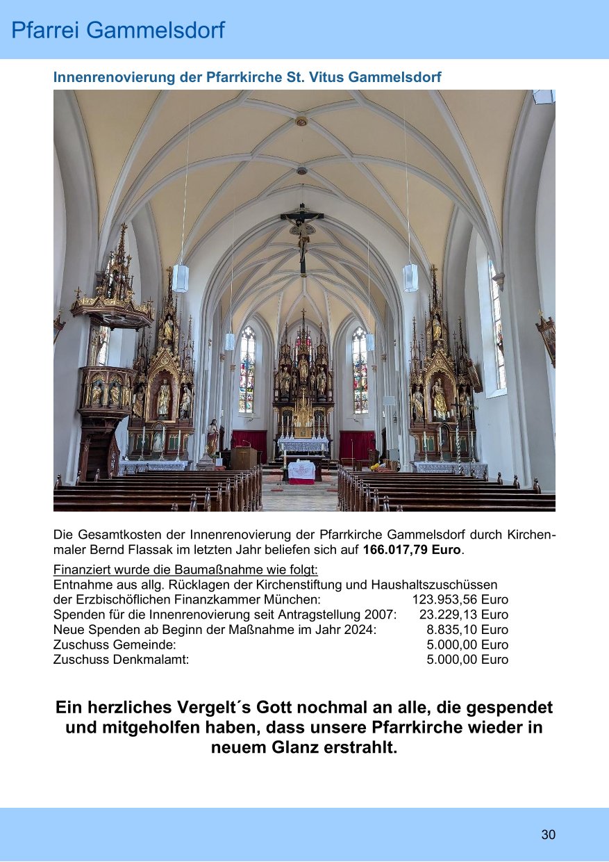 Pfarrblatt für die Pfarrverbände Hörgertshausen-Gammelsdorf und Mauern 05. April bis 04. Mai 2025 Seite 30