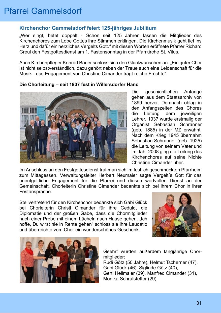 Pfarrblatt für die Pfarrverbände Hörgertshausen-Gammelsdorf und Mauern 05. April bis 04. Mai 2025 Seite 31
