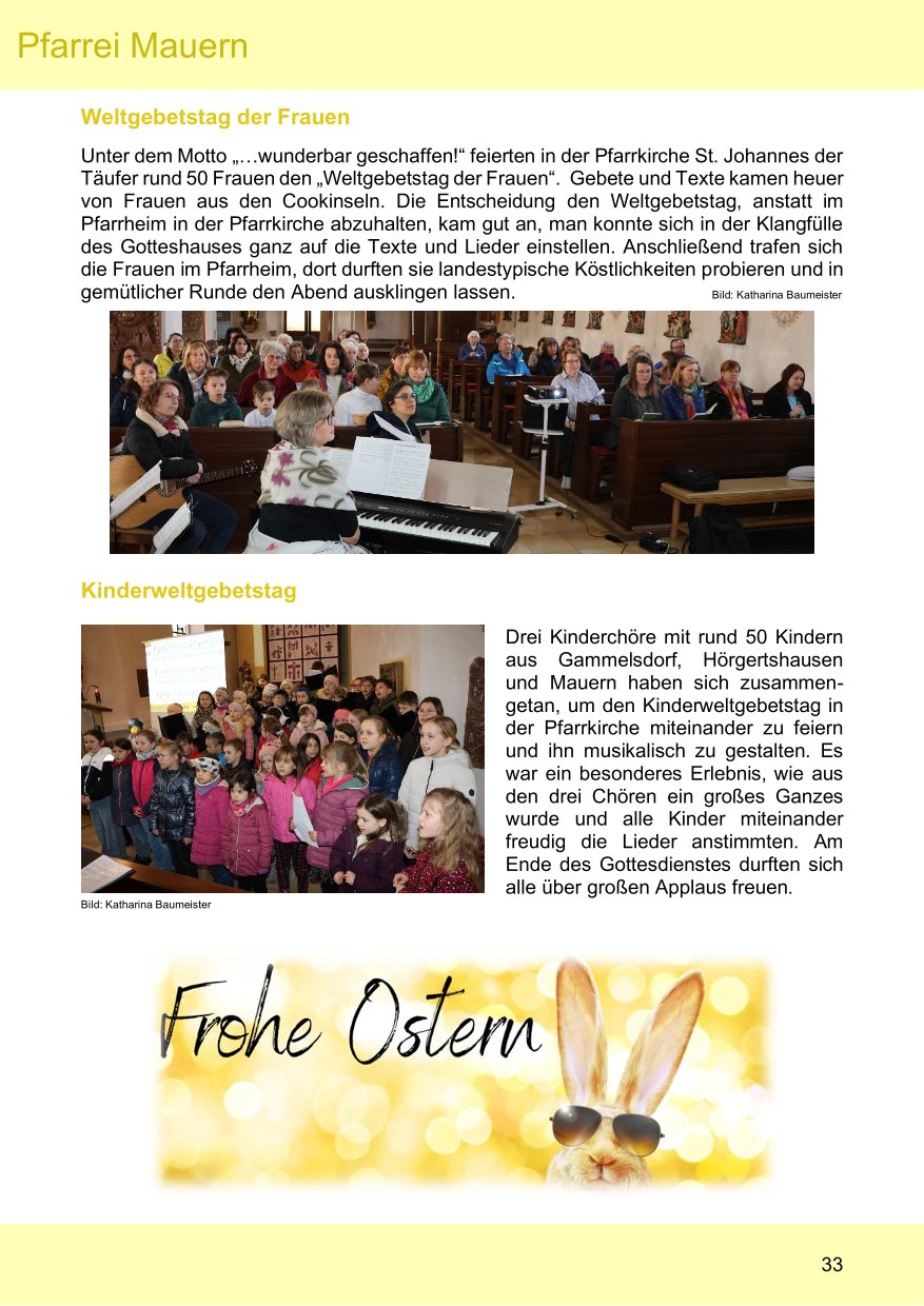 Pfarrblatt für die Pfarrverbände Hörgertshausen-Gammelsdorf und Mauern 05. April bis 04. Mai 2025 Seite 33