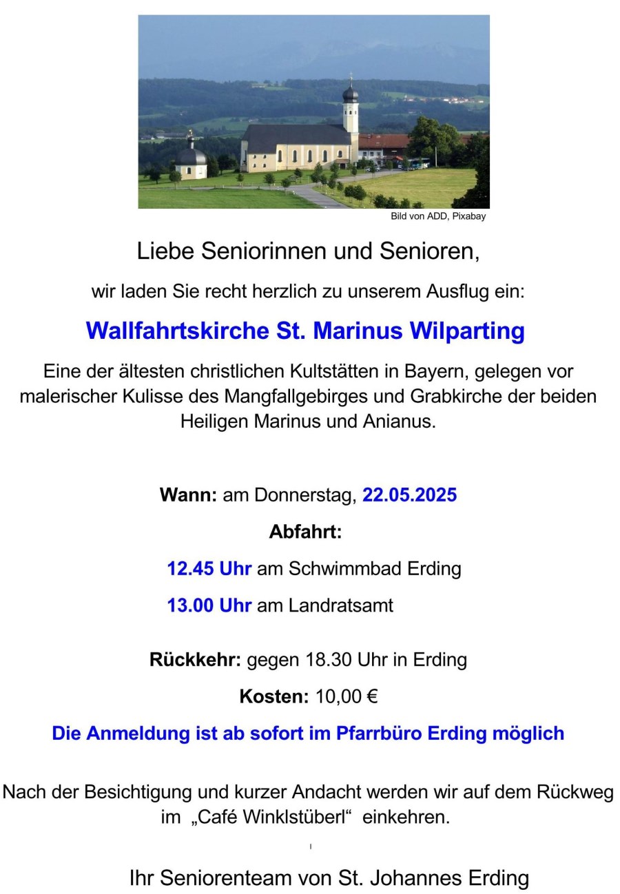Seniorenausflug nach Wilparting