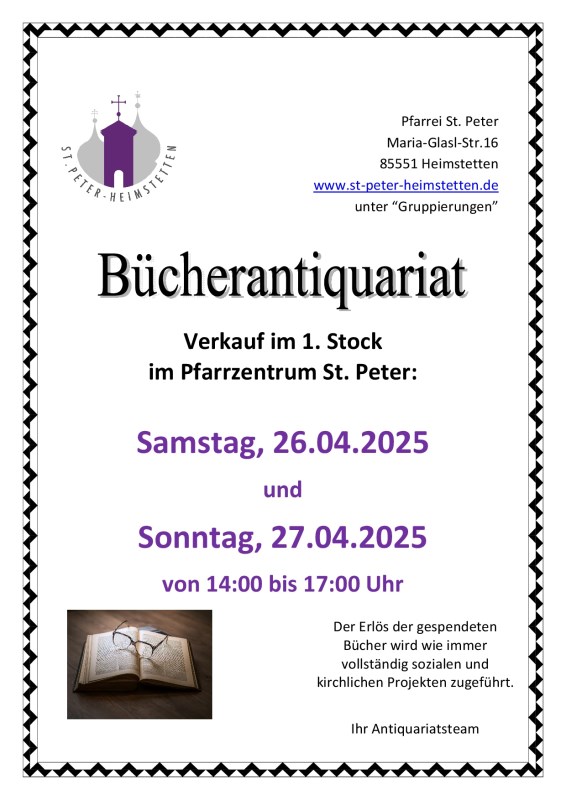 2504_Plakat Bücherantiquariat Termine Verkauf 1. Stock April 2025