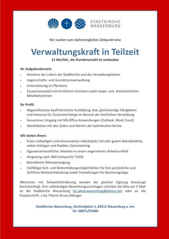 Stellenausschreibung Verwaltungskraft