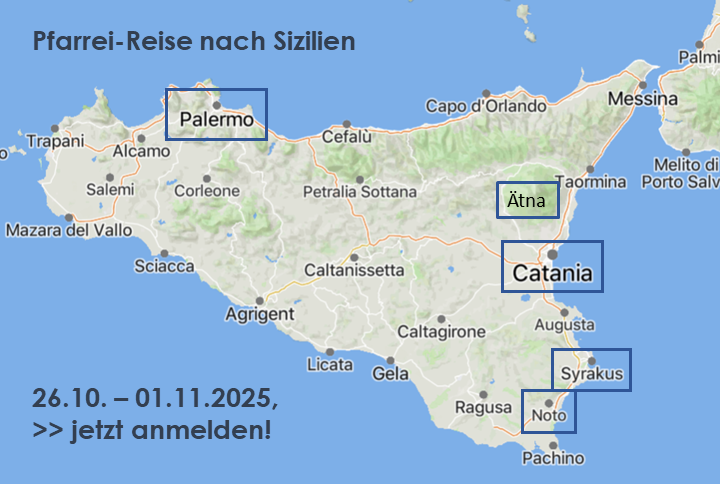 Karte von Sizilien zur Pfarreireise