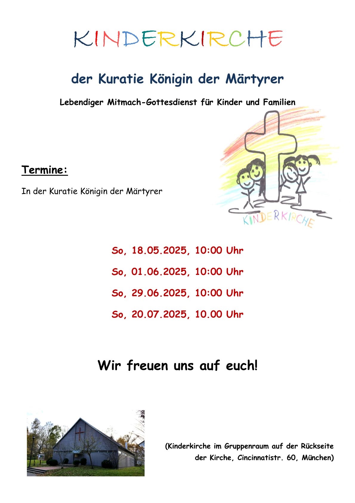Termine Kinderkirche in Königin der Märtyrer neu 2025