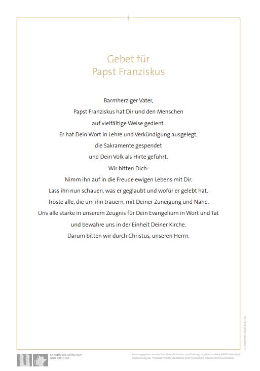 Gebet für den Papst