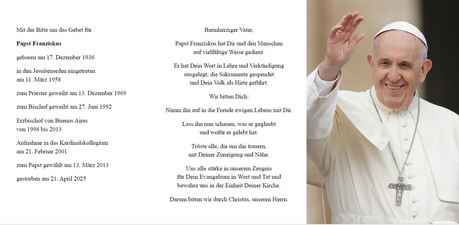 gebetsbild papst franziskus