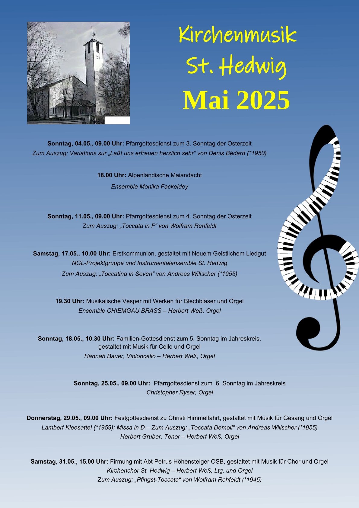 Kirchenmusik St. Hedwig Mai 2025