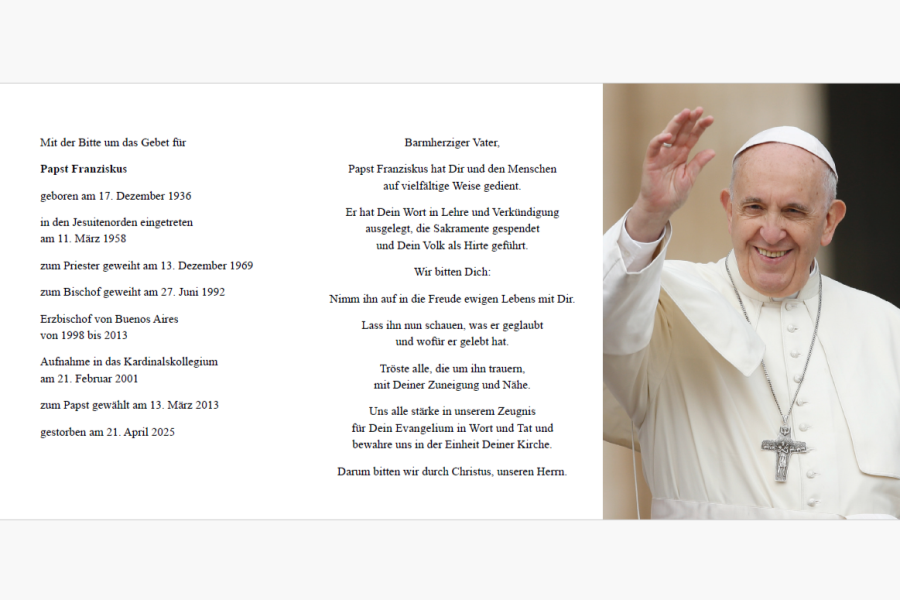 Gebetsbild Papst Franziskus