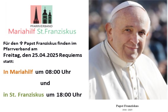 Aushang Requiem für Papst im Pfarrverband
