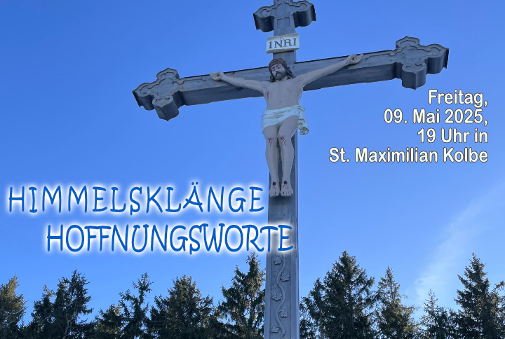 Slider für "Himmelsklänge", Wegkreuz mit Aufschrift: Friede auf Erden