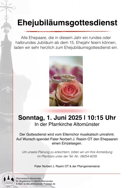 Plakat zum Ehejubiläumsgottesdienst 2025