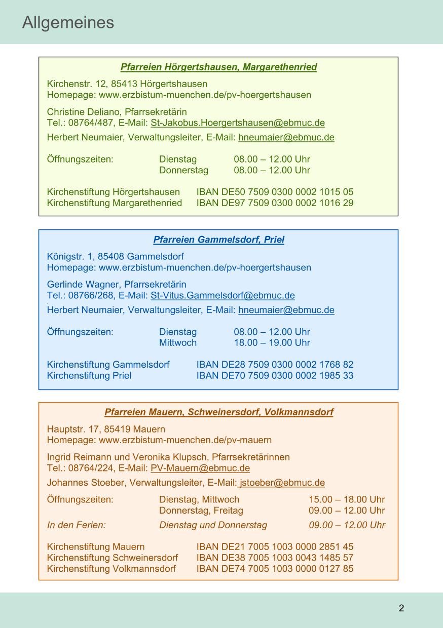 Pfarrblatt für die Pfarrverbände Hörgertshausen-Gammelsdorf und Mauern 05. Mai bis 01. Juni 2025 Seite 02