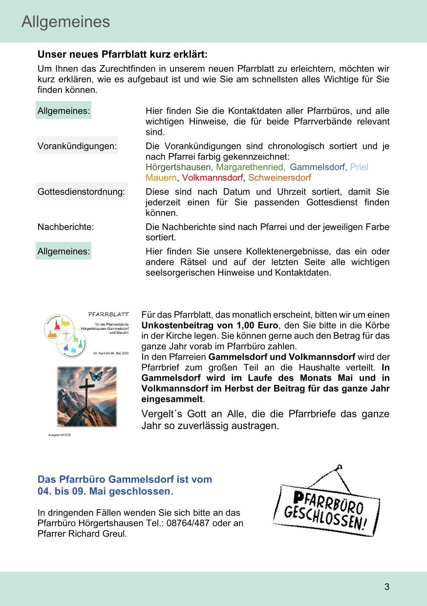 Pfarrblatt für die Pfarrverbände Hörgertshausen-Gammelsdorf und Mauern 05. Mai bis 01. Juni 2025 Seite 03