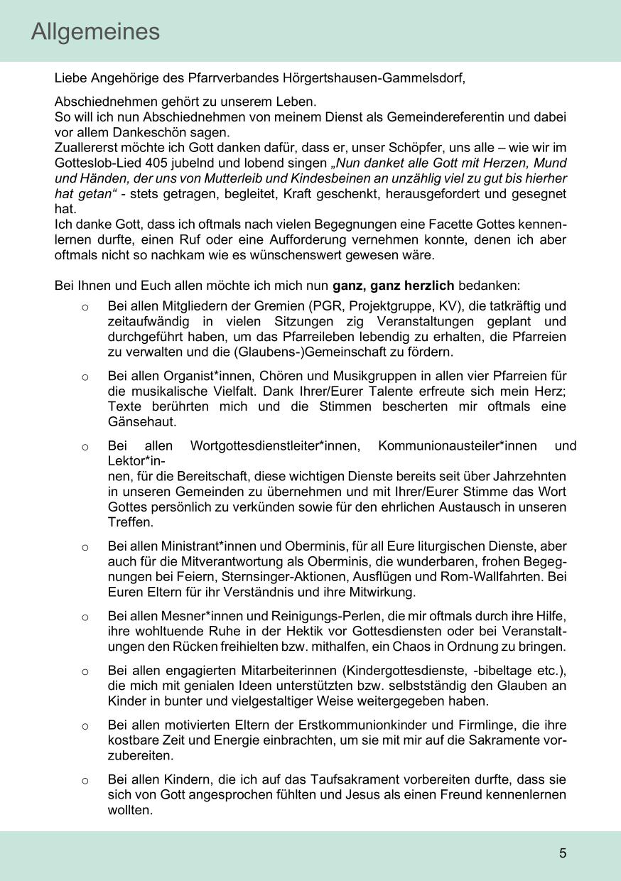 Pfarrblatt für die Pfarrverbände Hörgertshausen-Gammelsdorf und Mauern 05. Mai bis 01. Juni 2025 Seite 05