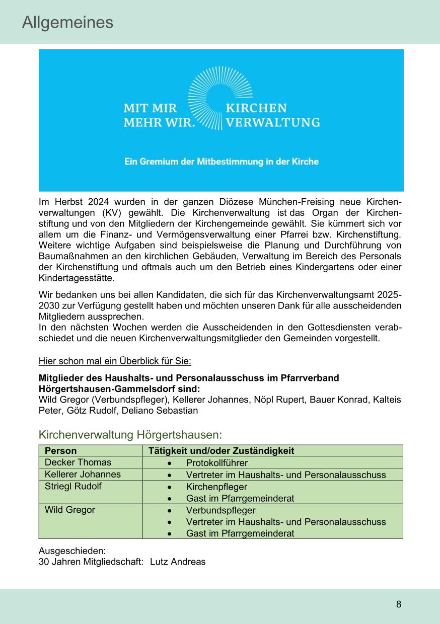 Pfarrblatt für die Pfarrverbände Hörgertshausen-Gammelsdorf und Mauern 05. Mai bis 01. Juni 2025 Seite 08