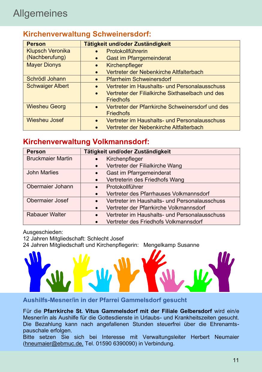 Pfarrblatt für die Pfarrverbände Hörgertshausen-Gammelsdorf und Mauern 05. Mai bis 01. Juni 2025 Seite 11
