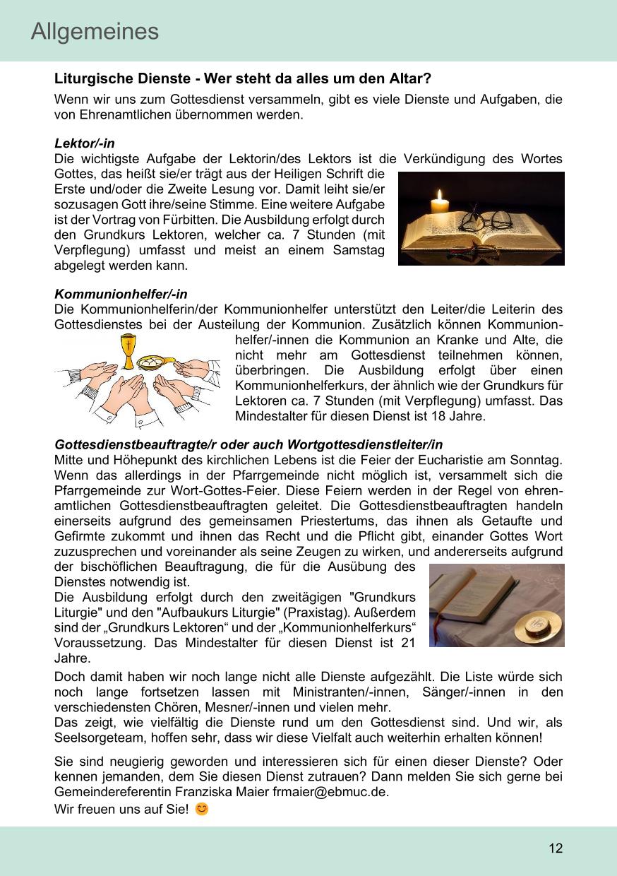 Pfarrblatt für die Pfarrverbände Hörgertshausen-Gammelsdorf und Mauern 05. Mai bis 01. Juni 2025 Seite 12