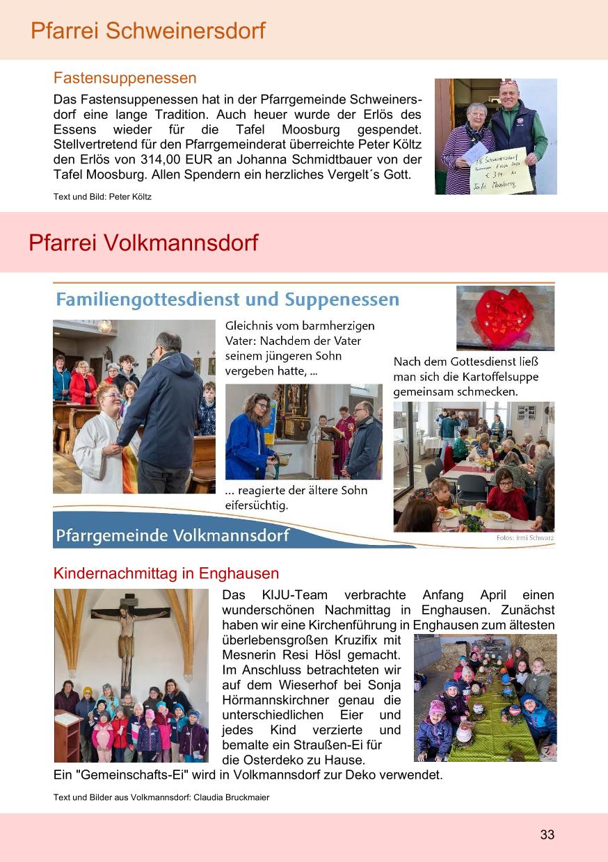 Pfarrblatt für die Pfarrverbände Hörgertshausen-Gammelsdorf und Mauern 05. Mai bis 01. Juni 2025 Seite 33