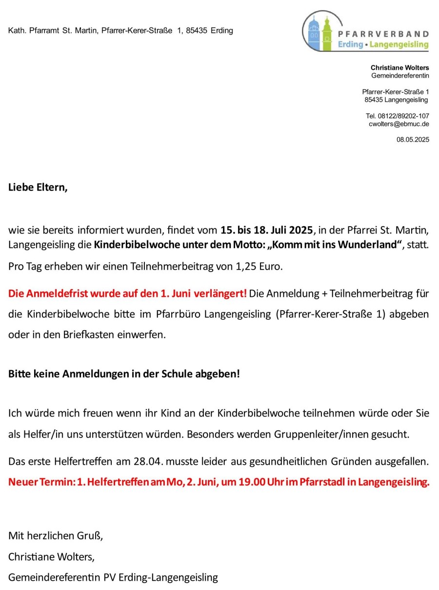 Helfer Mitteilung