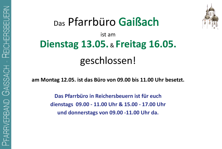 Das Pfarrbüro ist geschlossen