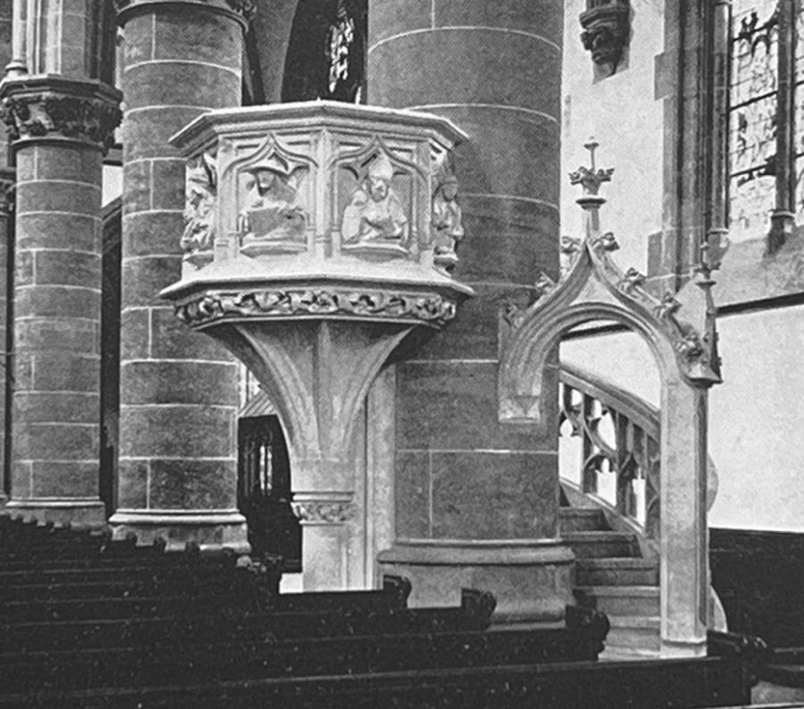 Der historische Kanzelbogen vor der Kriegszerstörung in St. Paul in München