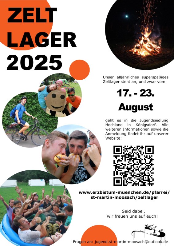 Plakat zur Anmeldung am Zeltlager der Jugend von St. Martin