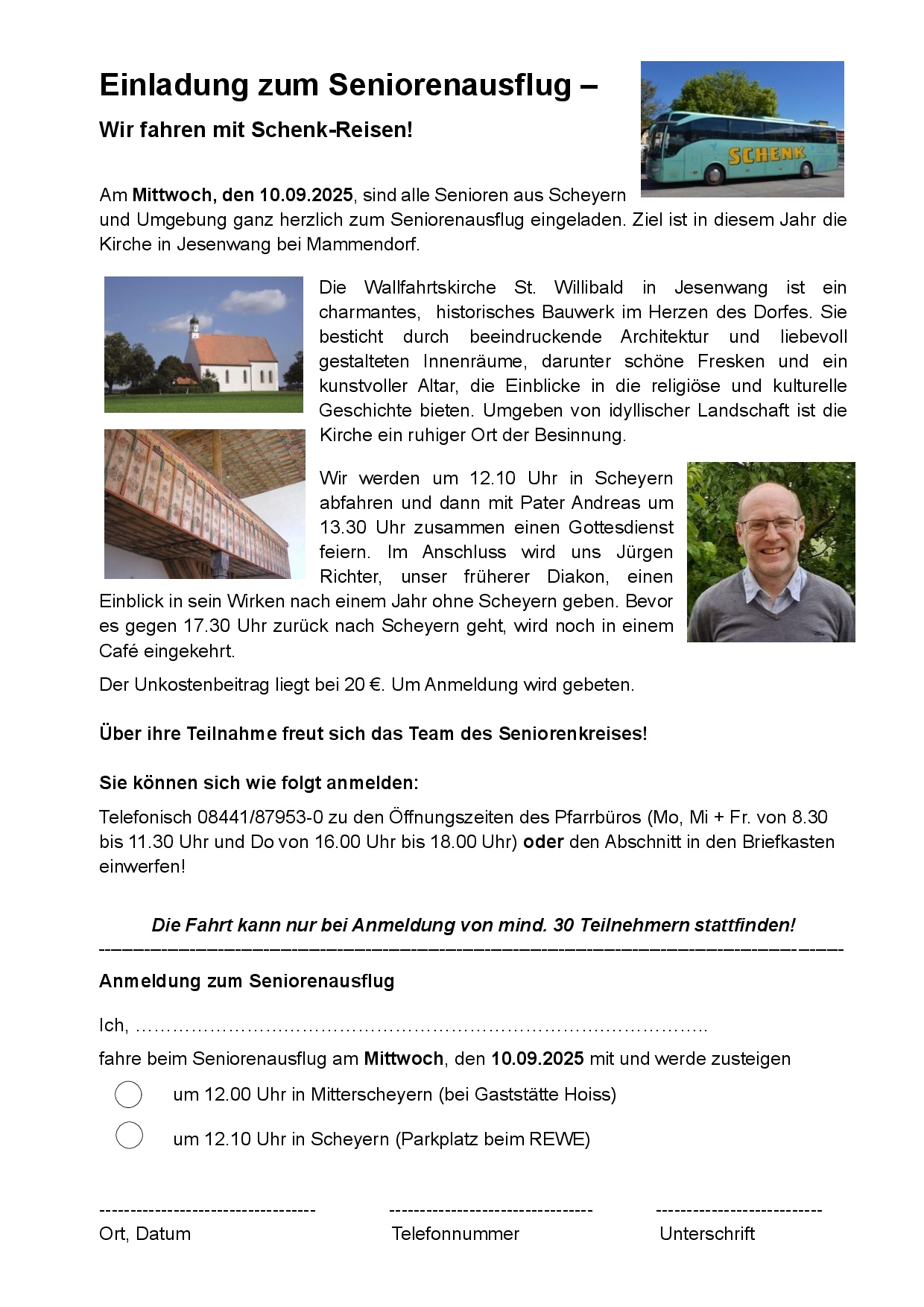 Einladung zum Seniorenausflug am 10.09.2025