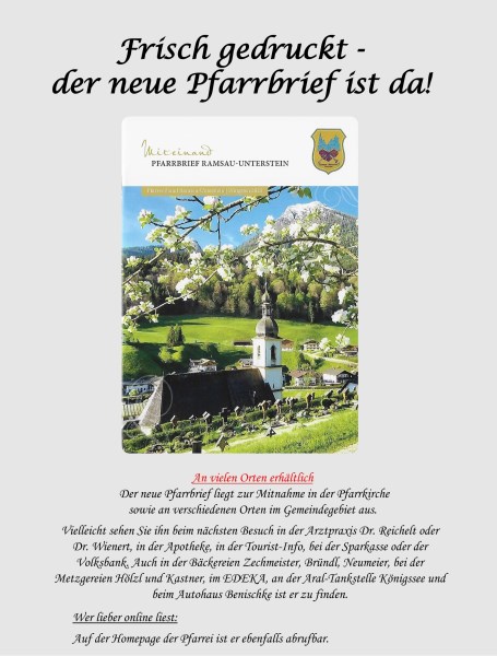 Der neue Pfarrbrief