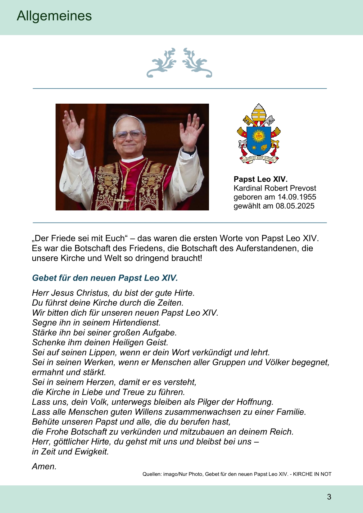 Pfarrblatt für die Pfarrverbände Hörgertshausen-Gammelsdorf und Mauern 02. Juni bis 13. Juli 2025 Seite 3