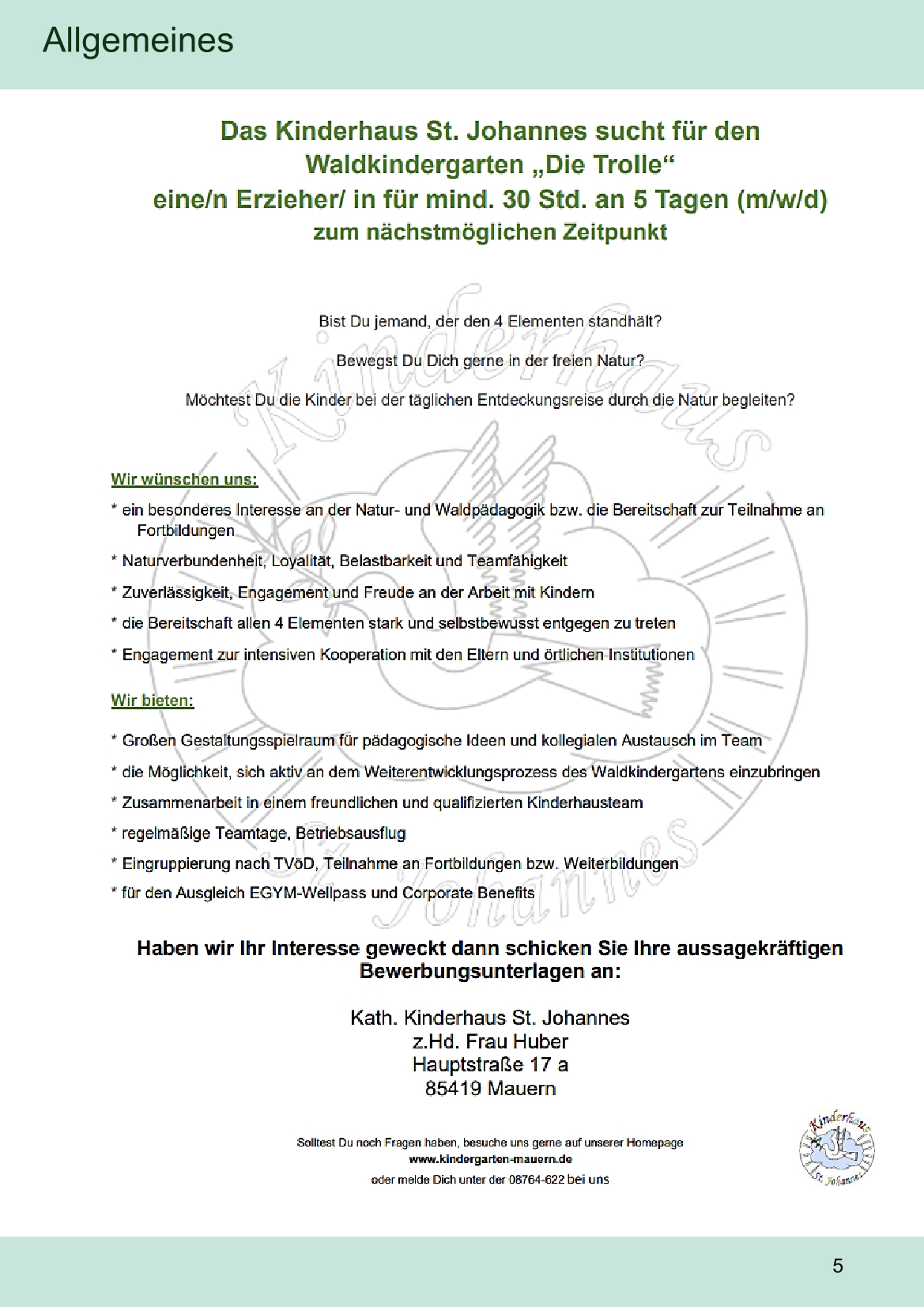 Pfarrblatt für die Pfarrverbände Hörgertshausen-Gammelsdorf und Mauern 02. Juni bis 13. Juli 2025 Seite 5