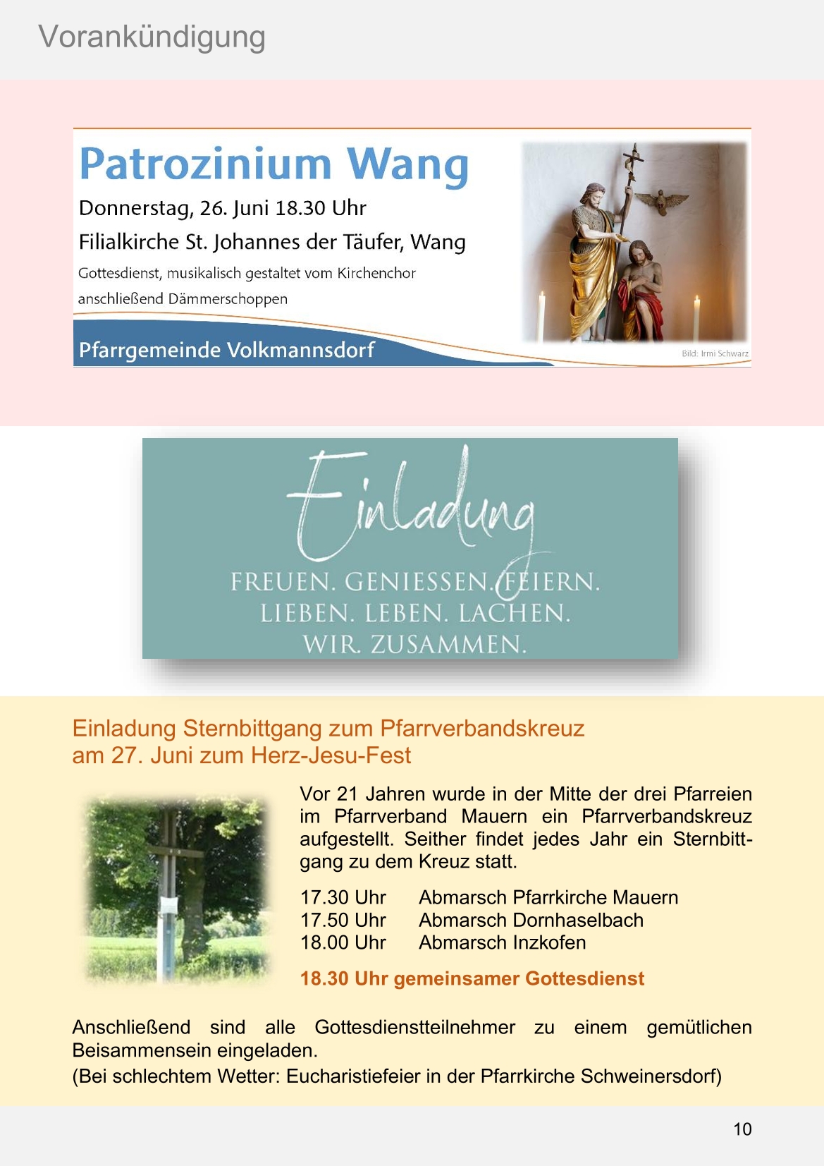 Pfarrblatt für die Pfarrverbände Hörgertshausen-Gammelsdorf und Mauern 02. Juni bis 13. Juli 2025 Seite 10