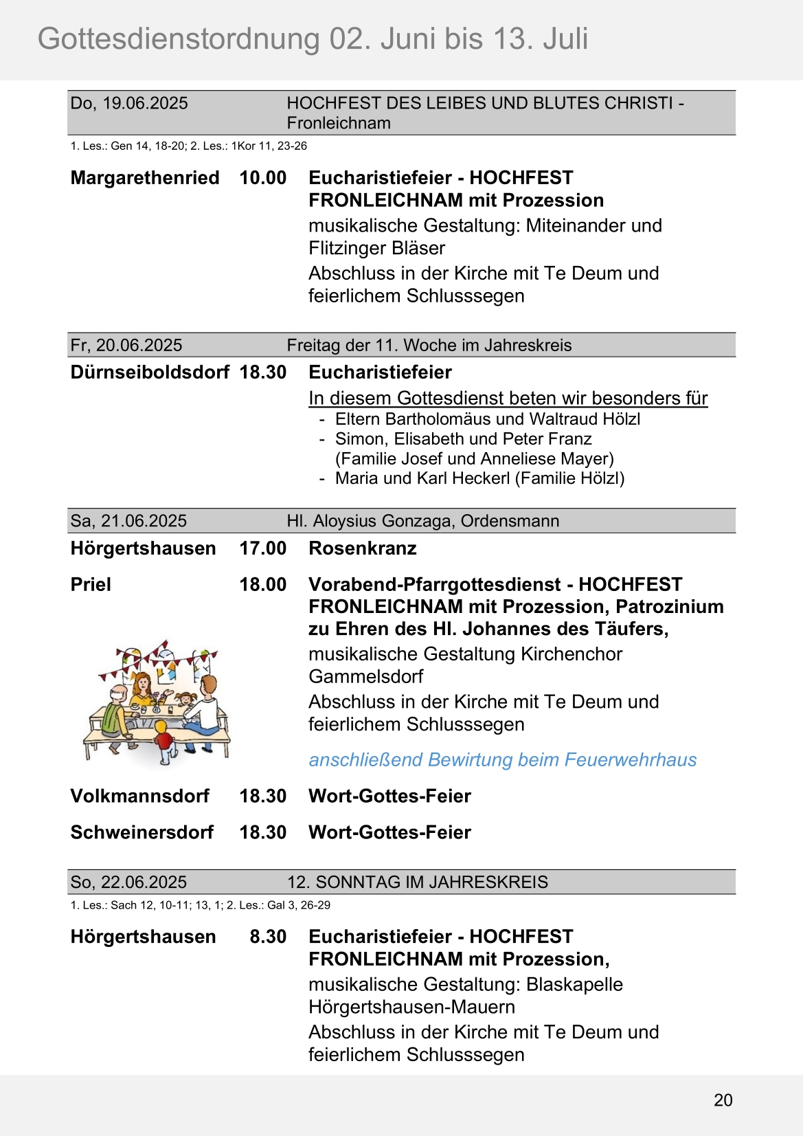 Pfarrblatt für die Pfarrverbände Hörgertshausen-Gammelsdorf und Mauern 02. Juni bis 13. Juli 2025 Seite 20