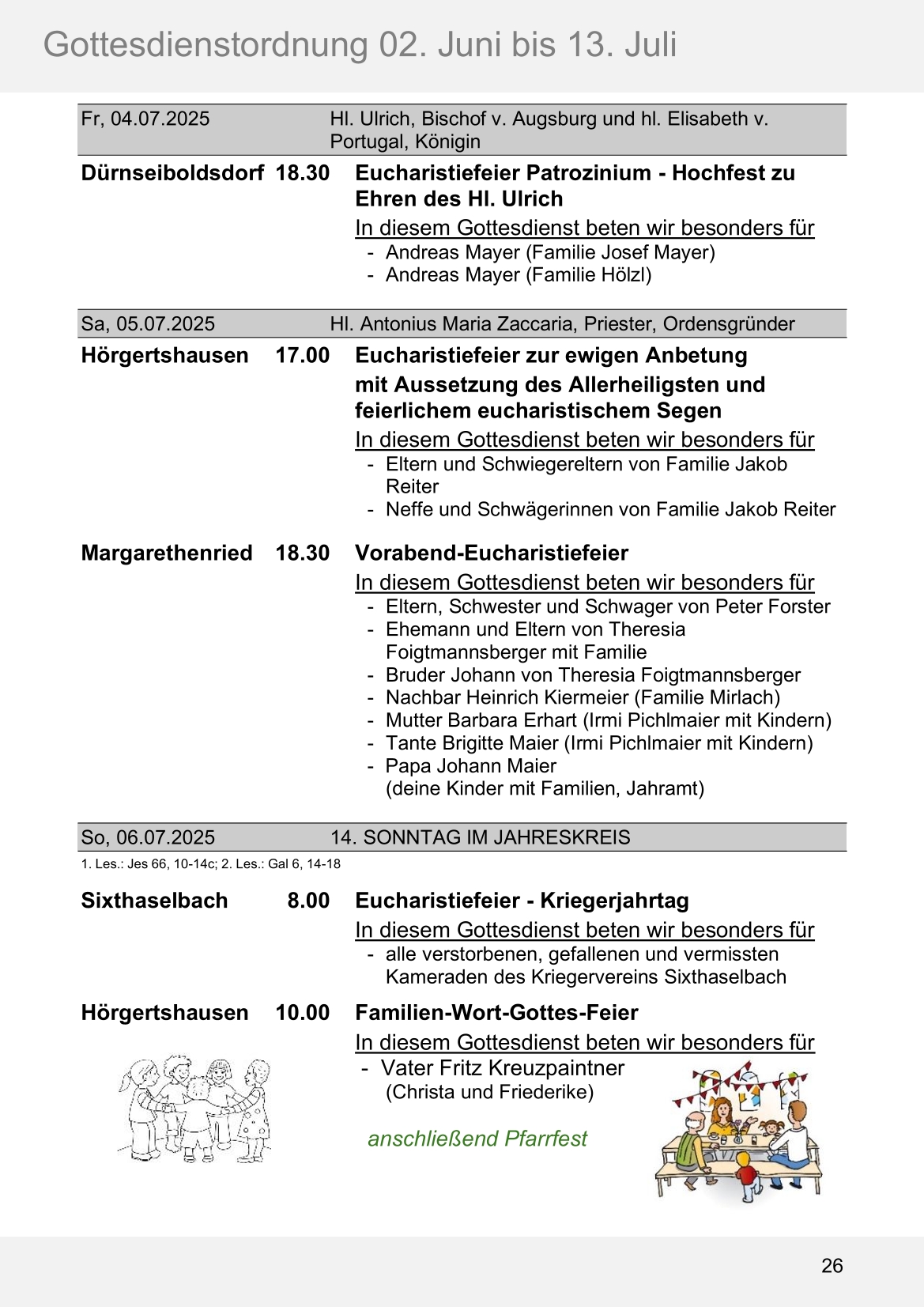 Pfarrblatt für die Pfarrverbände Hörgertshausen-Gammelsdorf und Mauern 02. Juni bis 13. Juli 2025 Seite 26