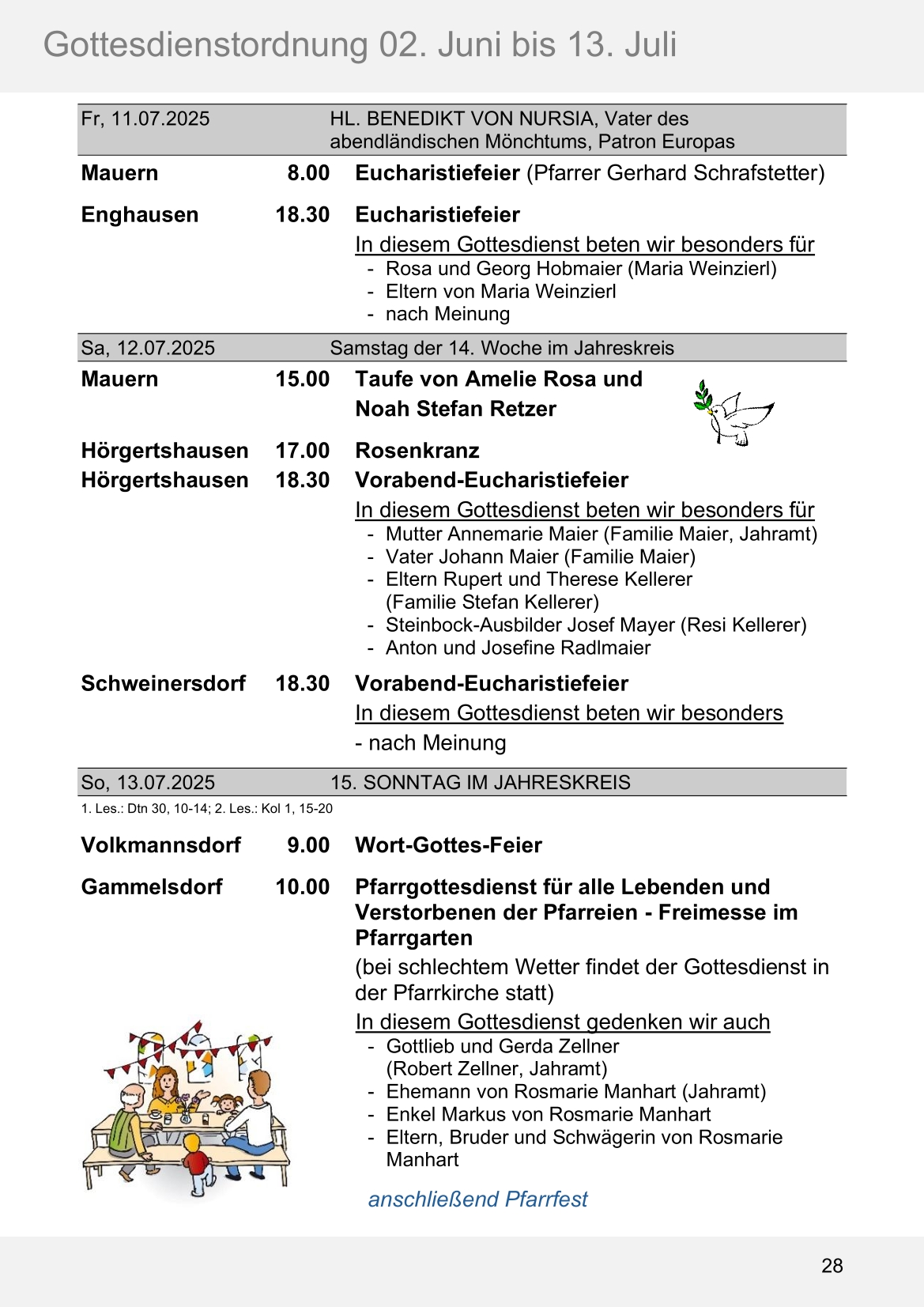 Pfarrblatt für die Pfarrverbände Hörgertshausen-Gammelsdorf und Mauern 02. Juni bis 13. Juli 2025 Seite 28