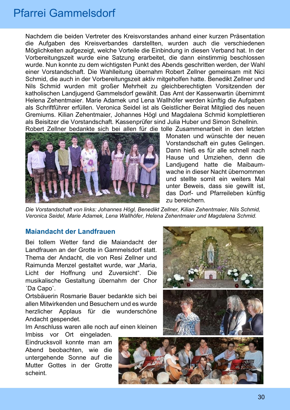 Pfarrblatt für die Pfarrverbände Hörgertshausen-Gammelsdorf und Mauern 02. Juni bis 13. Juli 2025 Seite 30