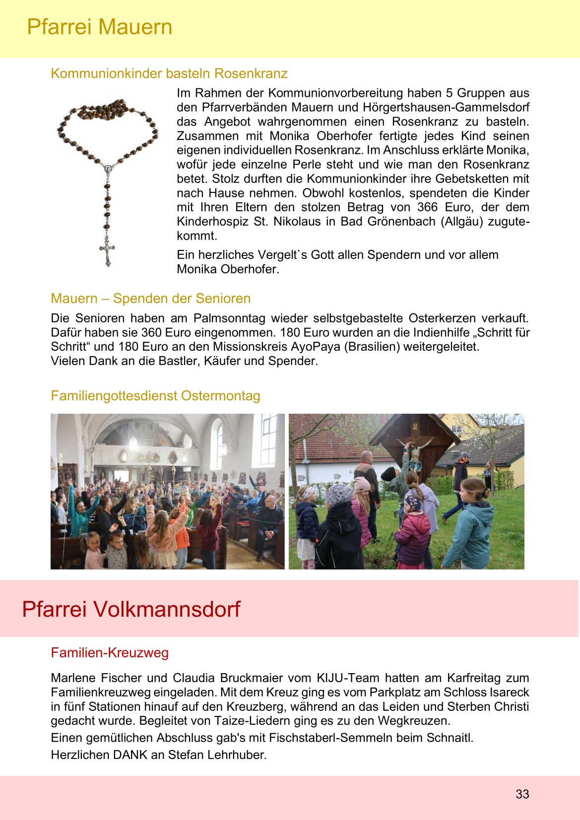 Pfarrblatt für die Pfarrverbände Hörgertshausen-Gammelsdorf und Mauern 02. Juni bis 13. Juli 2025 Seite 33