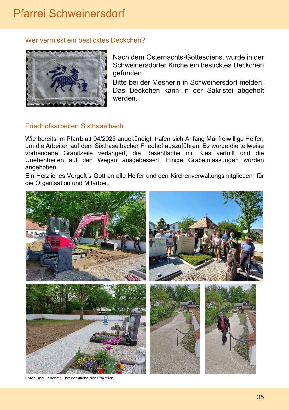 Pfarrblatt für die Pfarrverbände Hörgertshausen-Gammelsdorf und Mauern 02. Juni bis 13. Juli 2025 Seite 35