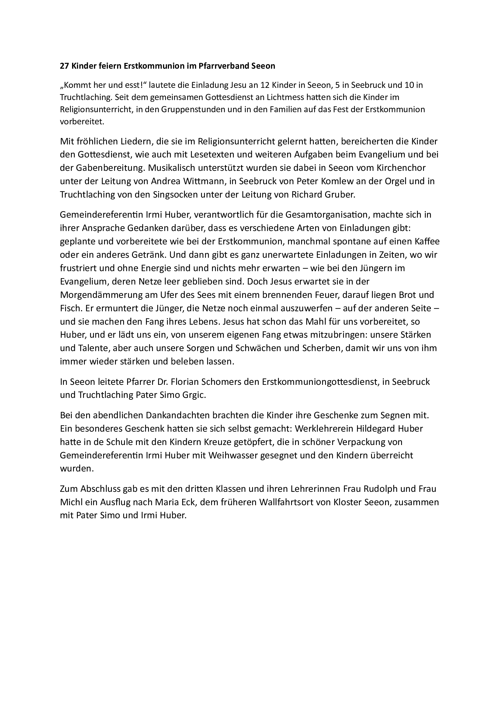 Text Erstkommunion 2025
