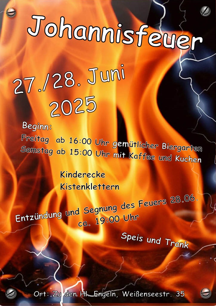 Flyer Johannisfeuer Zu den Hl. Engeln