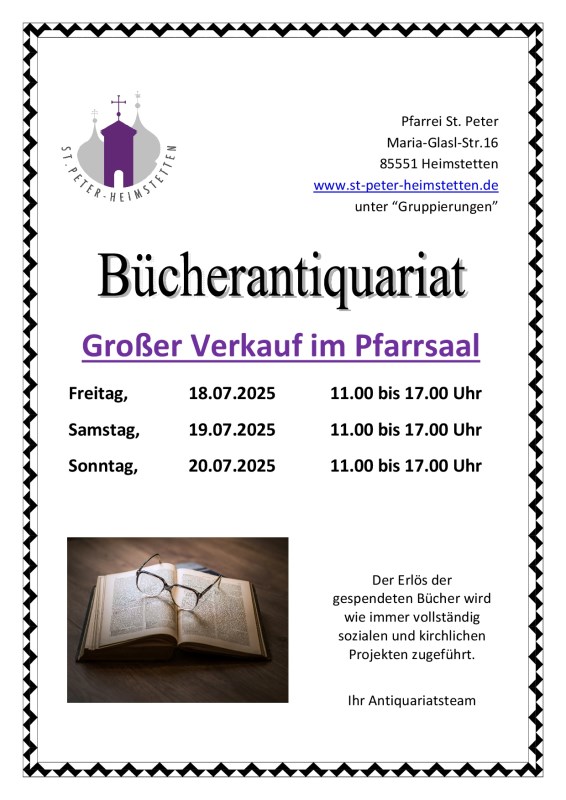 Plakat Bücherantiquariat _großer Verkauf Juli_ 2025